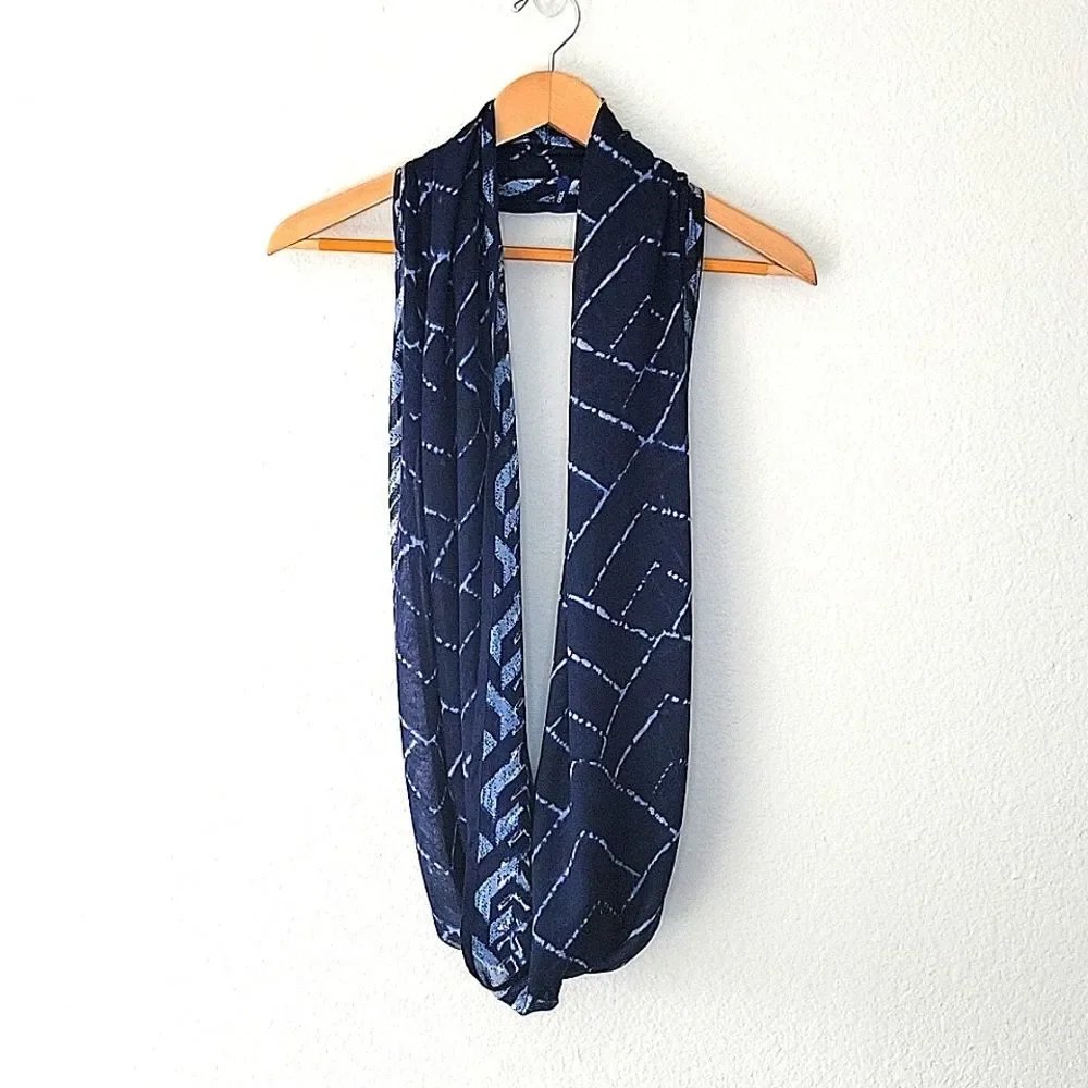 CECIL Blue Cream Lightweight Casual Infinity Scarf OS